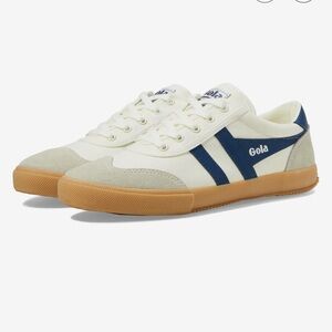 Gola White and Blue Sneakers with Vintage Gum Sole